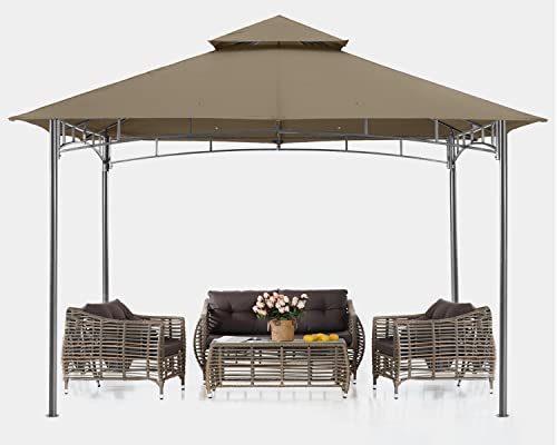 ABCCANOPY Gazebos for Patios 8x8 - Outdoor Steel Frame Gazebo for Lawn Backyard Garden Deck (Khaki) ABCCANOPY