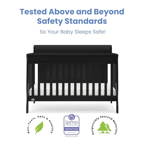 Delta Children Simmons Kids Carter 6-in-1 Convertible Crib - Greenguard Gold Certified, Black Ebony Delta Children