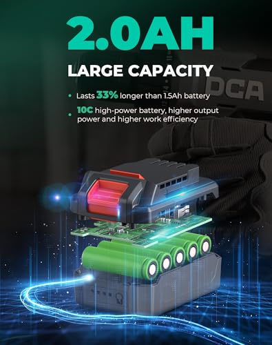 DCA Cordless Drill Set, 336 in-lbs Torque, 3/8" Keyless Chuck, Electric Power Drill with 2.0Ah Battery and Charger,18+1 Position,25-Piece 20V Drill Driver Kit, ADJZ2035 DCA