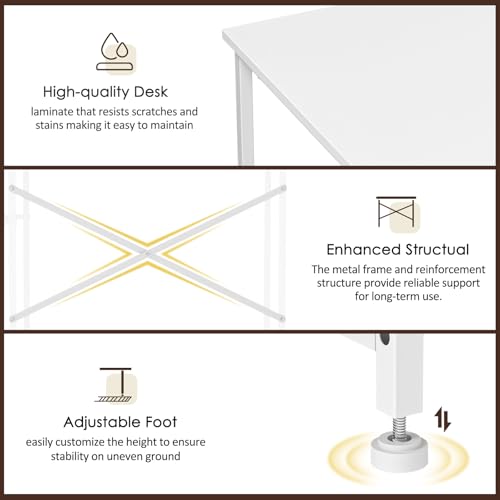 DAOUTIME White Computer Desk, 36 Inch Small Desk with Drawers, Home Office Desk with Storage Shelves for Bedroom, Living Room, Dorm, Vanity Desk for Small Spaces, White DAOUTIME