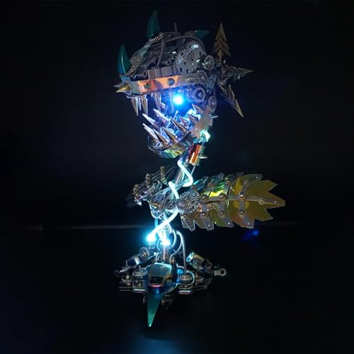 Metalkitor 3D Metal Puzzles for Adults, Chom-per Metal Building Kit Can-nibal Flower Plant Mechanical Assembly Model, Jigsaw Crafts Brain Teaser, Desk Decor, Gifts for Halloween (770+ PCS)