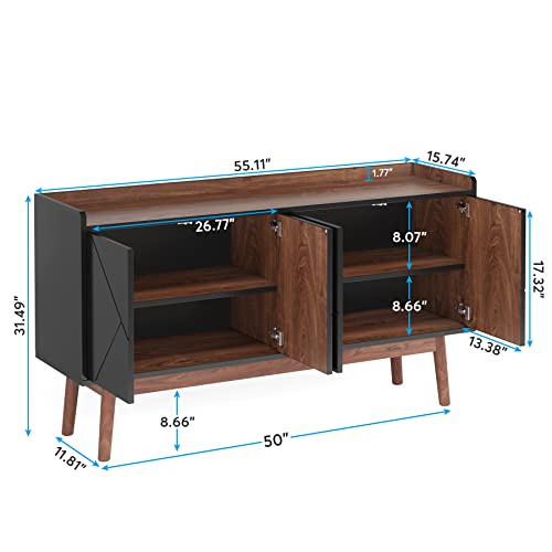 Tribesigns Sideboard Buffet Cabinet with Storage 55" Black Kitchen Sideboard Cabinet, Wood Coffee Bar Cabinet with Doors, Accent Sideboard Cabinet, Console Table Cabinet for Dining Room Living Room Tribesigns