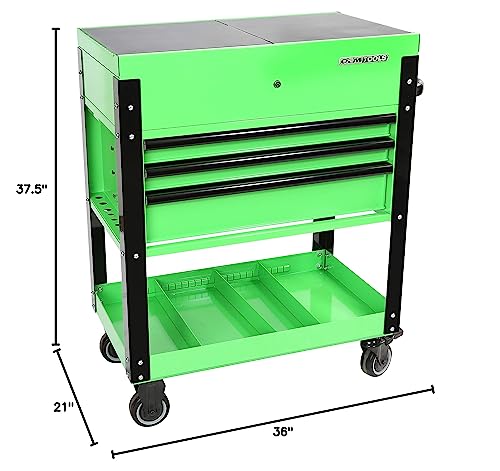 OEMTOOLS 24731 Automotive Rolling Tool Cart with Drawers, 3 Drawer Mechanics Rolling Tool Chest, Secure Locking System, Integrated Power Strip, Heavy Duty Steel Construction OEMTOOLS
