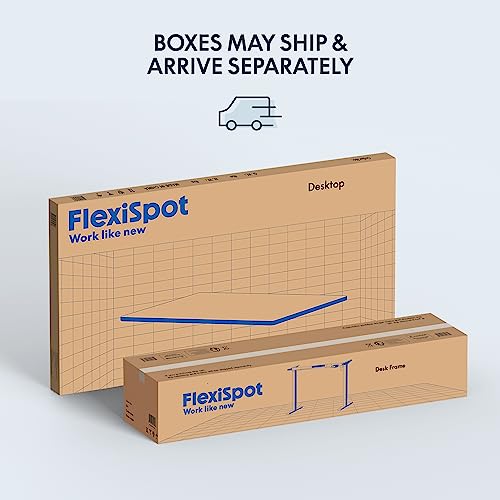 FLEXISPOT Electric Standing Desk Whole Piece 55 x 28 Inch Desktop Adjustable Height Desk Home Office Computer Workstation Sit Stand up Desk (White Frame + 55" Maple Top, 2 Packages) FLEXISPOT