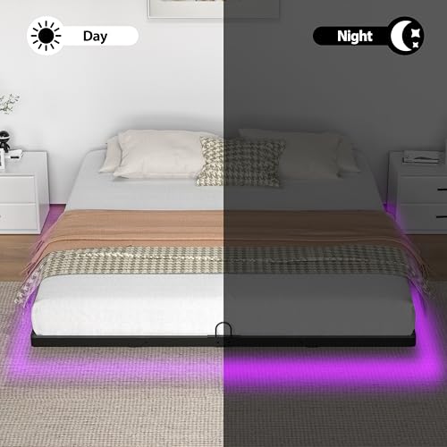 Arhomefurni Floating Bed Frame with Smart LED Lights Metal Platform Bed Easy Assembly No Box Spring Needed (King) Arhomefurni