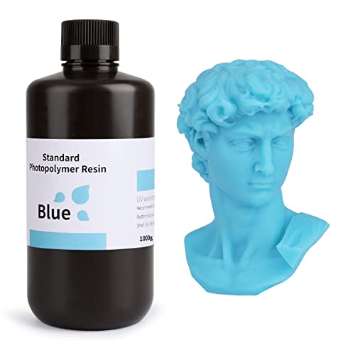 ELEGOO Upgraded Standard Photopolymer Resin LCD UV-Curing Resin 405nm 3D Printer Resin for LCD/MSLA/DLP 3D Printing Blue 1000g