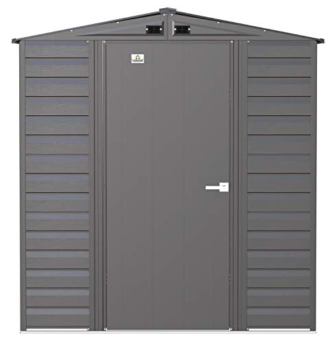 Arrow Select 6' x 5' Outdoor Lockable Steel Storage Shed Building, Charcoal Arrow
