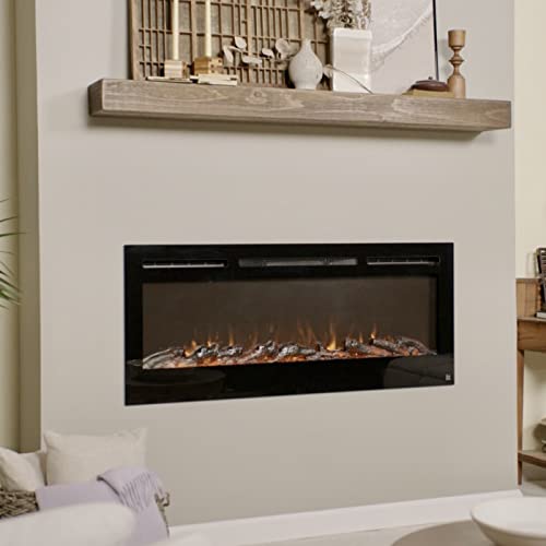 Touchstone Smart Electric Fireplace-The Sideline 50 Inch Wide-in Wall Recessed-30 Realistic Ember Color/Flame Options-1500W Heater w/Thermostat-Black- Log & Crystal Hearth Options -Alexa/WiFi Enabled Touchstone
