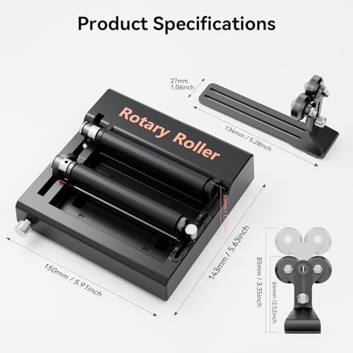 Roatry WAINLUX K10 Laser Rotary Aattachment for Laser Engraver and Cutter Rotary Roller,Engraver Accessory Y-axis Rotary Roller for Engraving Cylindrical Objects, Wine Glass, Tumbler, Pen WAINLUXPRO