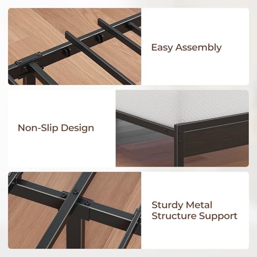 Rolanstar Twin Bed Frame with 6 Inch Gel Memory Foam Mattress, LED Metal Platform Bed with USB Charging & Storage Headboard, Black, CertiPUR-US Certified Mattress Rolanstar