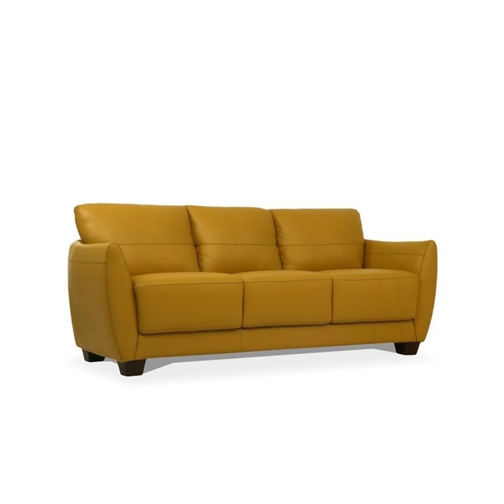 Acme Valeria Leather Sofa in Mustard Acme