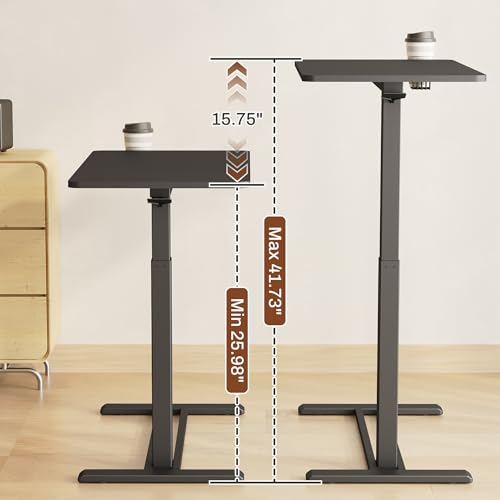 FLEXISPOT Mobile Standing Desk with Wheels Pneumatic Laptop Desk Rolling Computer Cart Movable Height Adjustable Small Sit Stand Workstation Home Use (31.5" W x 17.7" D, Black) FLEXISPOT