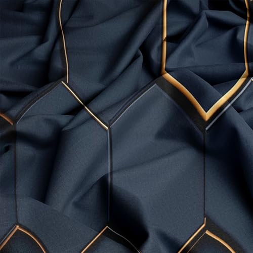 Black 3 Piece Duvet Cover Set, 1 Printed Zipper Closure Duvet Cover with 2 Pillow Shams, Ultra Soft Brushed Microfiber Single with Minimalist Hexagonal Geometric Generic