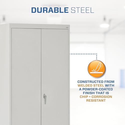 Sandusky Lee CAC1362472-05 Combination Garage Storage Cabinet, Steel Utility Cabinet with Adjustable Shelves, 72" H, Dove Gray Sandusky