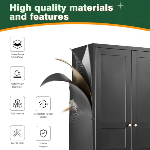 Letaya Black Storage Cabinet with Adjustable Shelves-Metal Home Kitchen Pantry Cabinets with Doors,Organization Locker for Cupboard/Bedroom/Dining/Living/Bathroom/Office/Garage Room Letaya