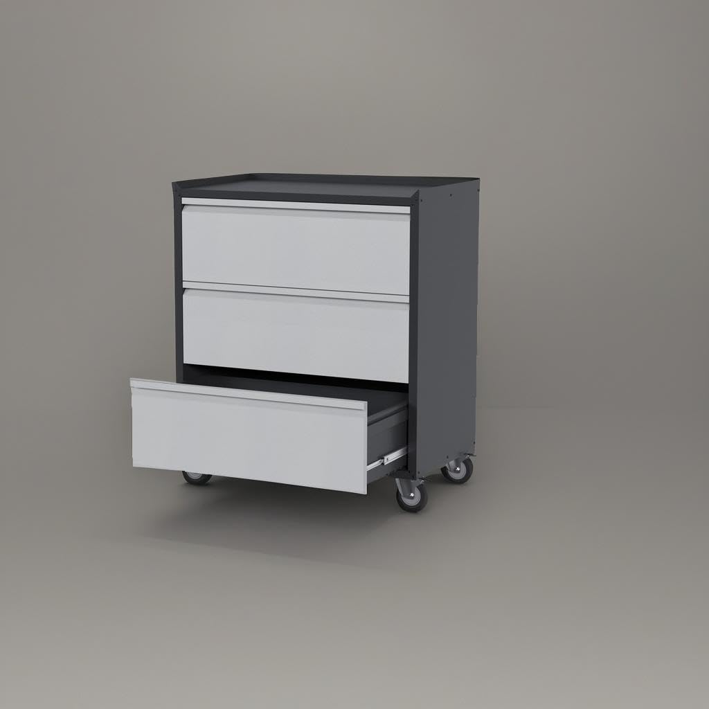 SUXXAN Metal Storage Cabinet with 3 Drawer and 4 Hooks,35.4" H Top Workbench Mobile Tool Chests Garage Cabinets with 4 Wheels,Tool Cabinets for Home,Office,Shop SUXXAN