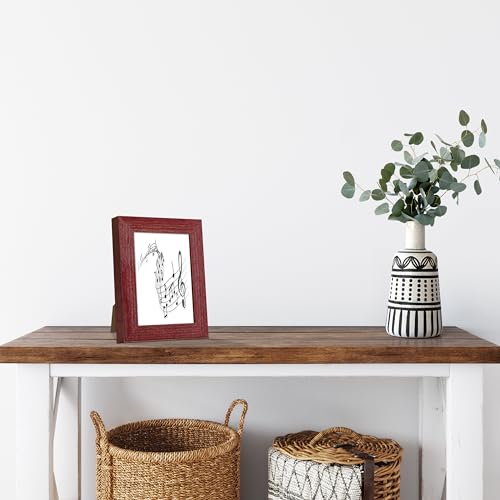 CORE ART 5x7 Picture Frame, Handmade Wood Rustic Red Photo Frame Set of 2, High Definition Semi-tempered Glass Wall or Tabletop Display CORE ART