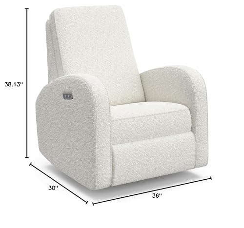 Storkcraft Santa Monica Power Recliner Swivel Glider (Ivory Boucle) – Effortless Electronic Power Recline, USB-A & USB-C Charger STORKCRAFT