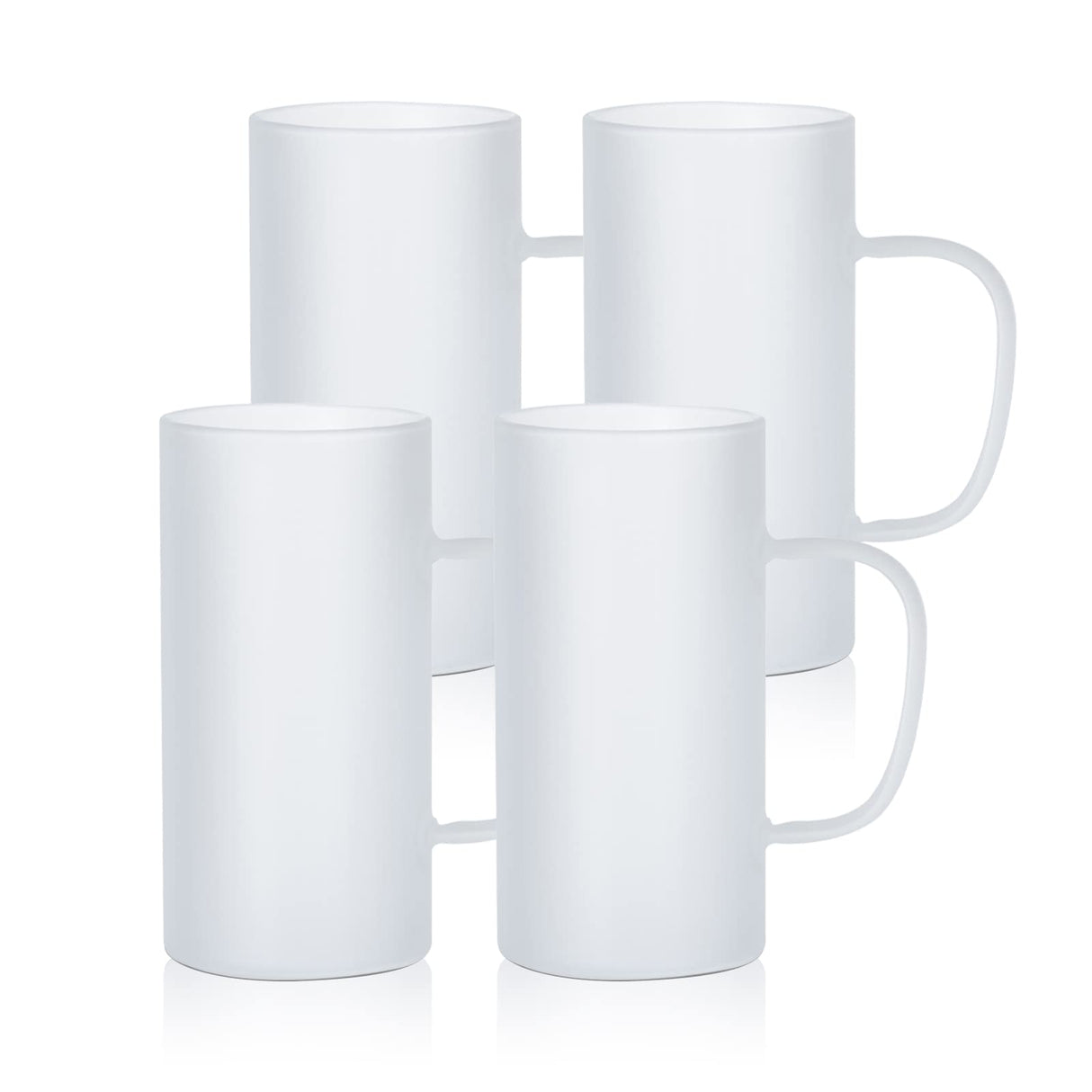 PYD Life Sublimation Glass Blanks Mug Frosted Glass Tumblers 22 OZ Coffee Beer Mugs Cups with Handle for Cricut Mug Press and Tumbler Heat Press 4 Pack PYD Life