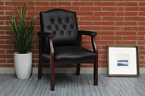 Boss Office Products Ivy League Executive Guest Chair, Vinyl, Black Boss Office Products