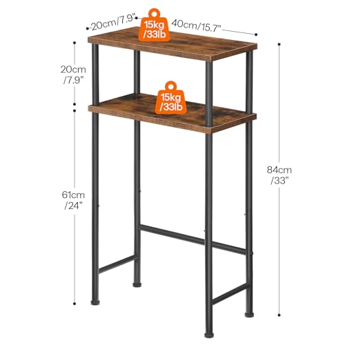 HOOBRO Narrow Console Table for Small Space, 15.7" Entryway Table with Storage, Sofa Table with 2 Shelves, Skinny Console Table for Entryway, Hallway, Living Room, Rustic Brown and Black BF40XG01 HOOBRO