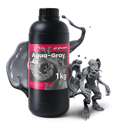phrozen Aqua 4K Resin for High-Precision 3D Printing,405nm LCD UV-Curing Photopolymer Resin for Low Shrinkage, Great Detail, Low Odor, Non-Brittle (Gray, 1KG)