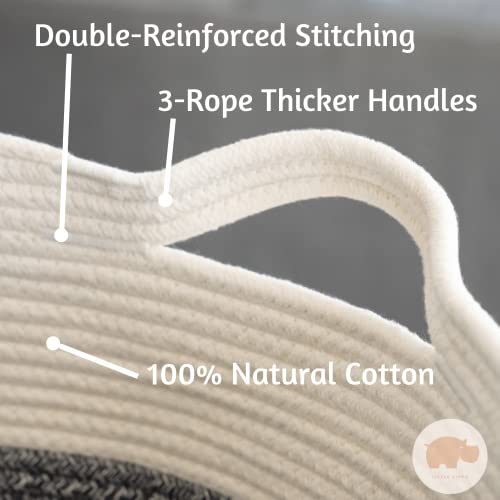 Little Hippo Baskets XXXL Large Cotton Rope 22"x22"x14" Storage Woven Blanket Living Room Toy Basket for Organizing, Baby Gift, Kids Organizer Little Hippo