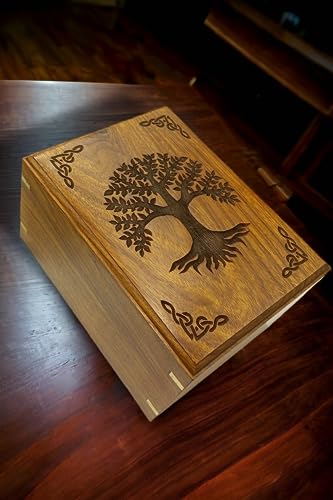 Wooden Urn for Human Ashes | Tree of Life Wooden Urns Handcrafted Funeral Cremation Urn for Ashes Rosewood Cremation Urns Decorative urn-Keepsake AYZCORP