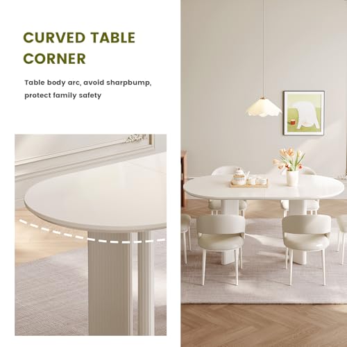 GlimBiz Modern White Oval Kitchen Table, Dining Table for 4-6 People, Easy to Assemble Accent Oval Dinner Room Table with Four Legs for Home,Apartment,Dining Room,Kitchen (Table Only) GlimBiz
