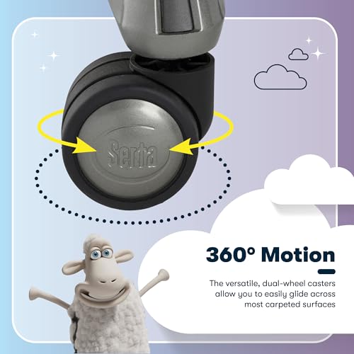 Serta Jackson Big and Tall Executive Home Office Chair with Smart Layers Technology, Wide Seat Cushion, Modern Comfy DeskChairs with Rolling Swivel Wheels, Bonded Leather, Black Serta