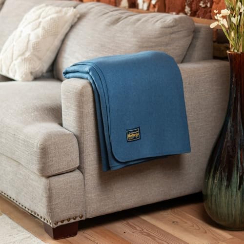 Arcturus Bighorn 100% Virgin Wool Blanket | Heirloom-Quality Wool Bedding for Home & Cabin | Warm, Thick & Durable (Twin Size, Steel Blue) Arcturus