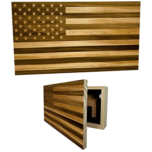 American Flag Concealed Gun Cabinet, Hidden Gun Storage American Flag (Natural) Bellewood Designs