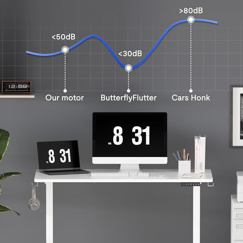 FLEXISPOT EN1 One-Piece Standing Desk 40 x 24 Inches Height Adjustable Desk for Home Office and Computer Workstation (White Frame + White Desktop) FLEXISPOT
