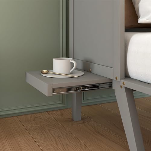 Ball & Cast Queen Size Murphy Bed W/Desk & 2 Removable Shelves,Cabinet Bed W/ 2 USB Port & Power Outlets,Wall Bed Frame for Home Office,Apartment,Guest Room,Grey