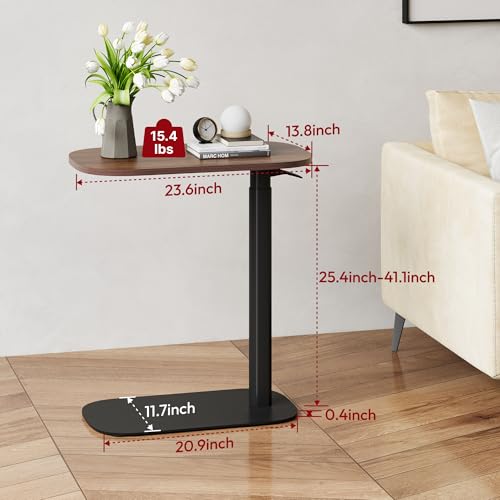 SANODESK Small Standing Desk Pneumatic Height Adjustable Sit Stand Laptop Desk Overbed Table Computer Cart for Home Office Workstations (23.6" W x 13.8" D, Black Walnut) SANODESK