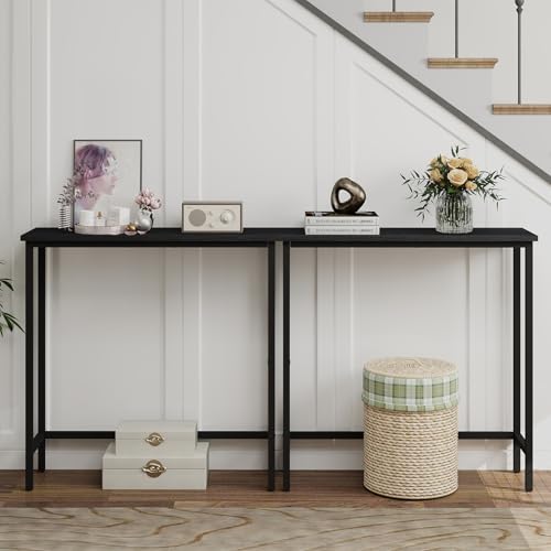 HollyHOME Narrow Console Table, 29.5" Slim Entryway Table, Sofa Stand, Hallway Shelf for Hallway, Bedroom, Living Room, Foyer, Black HollyHOME