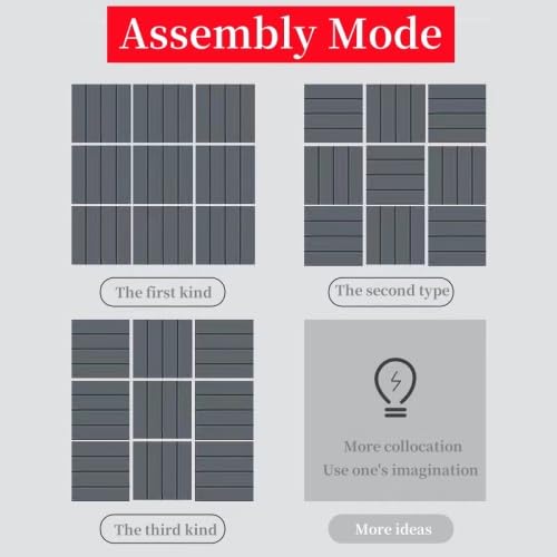 Deck Tiles, 44-Pack Patio Deck Tiles, 11.8" x 11.8" Square Waterproof Outdoor All-Weather Use for Balcony Backyard Patio Deck Tiles (Gray 44-Pack) Kang Share