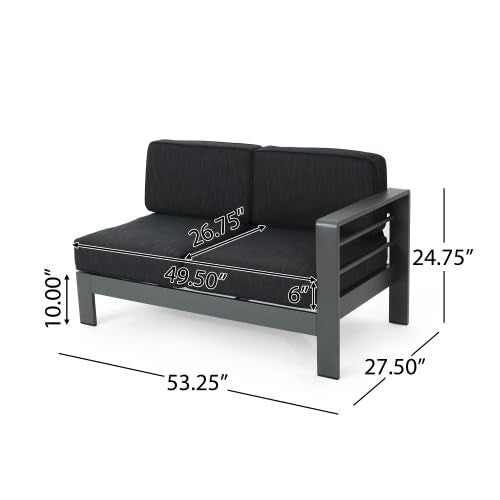 Merax Outdoor Aluminum 4-Person Patio Sectional Conversation Sofa Set, L-Shaped Outdoor Sectional Sofa with Cushions for Patios, Poolsides, Gardens, Dark Grey Merax