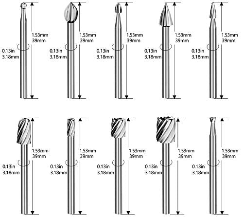 SPTA 10Pc HSS Router Carbide Engraving Bits & 10Pcs Router Bit 1/8"(3mm) Shank for Rotary Tools for DIY Woodworking, Carving, Engraving, Drilling SPTA