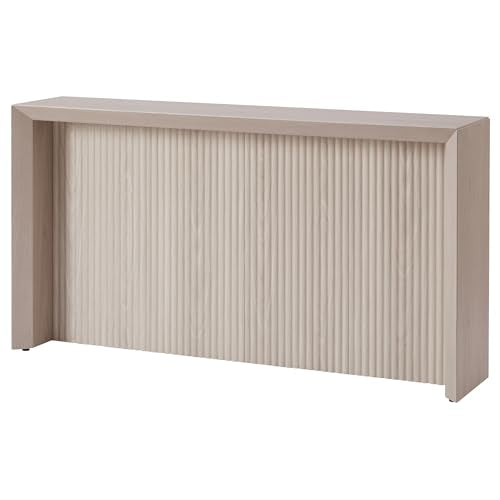 Henn&Hart 56" Fluted Wooden Rectangular Console Table Ribbed Entryway Table, Sofa Table for Entryway, Living Room, Couch, Hallway, or Office, Beech White Henn&Hart