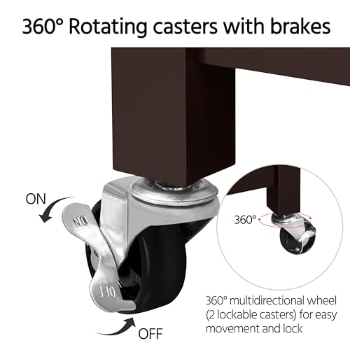 Yaheetech Kitchen Island on Wheels with Bamboo Tabletop, 3-Tier Rolling Kitchen Cart Microwave Oven Cart Serving Trolley with Drawer and Wine Storage Shelf, 20" D x 40" W, Espresso Yaheetech
