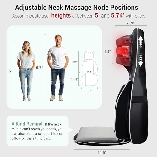 Mynt FSA Eligible HSA Approved Shiatsu Neck and Back Massager for Chair with 10 Deep Kneading Nodes, 2D & 3D Back Massage with Heat, Portable Spot Massage Chair Pad (Black) Mynt