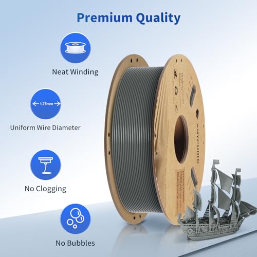 ANYCUBIC PLA 3D Printer Filament, RFID 3D Printing PLA Filament 1.75mm Dimensional Accuracy +/- 0.02mm, 1KG Spool (2.2 lbs), Texture Grey ANYCUBIC