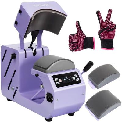 GOCHIFIX Auto Hat Heat Press Machine, Automatic Open/Release, 4 Memory Modes, Precise Temp/Timer Control, 6.54"x3.84"Curved Heat Plate, Hat Stretcher, for Caps, Sublimation, Vinyl, Heat Transfer