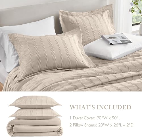 Madison Park Essentials Striped Duvet Cover Set King, Modern Minimalist Bedding Set with Premium Jacquard Stripe, 3 Pieces Duvet Cover Reversible with Zipper Closure & Corner Ties,Neutral Madison Park Essentials