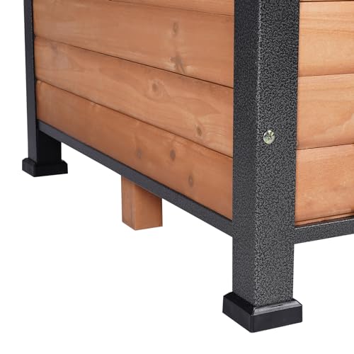 VEVOR Outdoor Dog House, Waterproof Insulated Dog House with Elevated Floor, Anti-Bite Wood Dog House Outdoor Iron Frame, Open Roof, for Medium to Large Dogs VEVOR