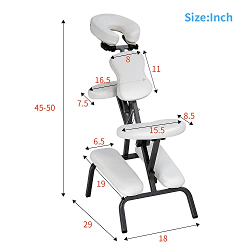 BestMassage Portable Massage Chair for Tattoo and Spa Foldable Massage Therapy Chair with Adjustable Face Cradle High-Density Cushion Lightweight Design with Carrying Bag Ideal for Salon Use (White) BestMassage