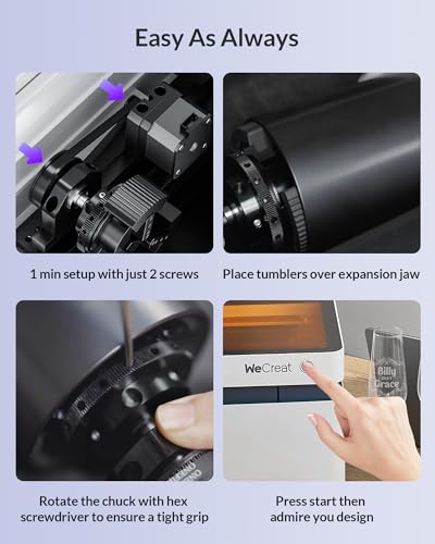 WECREAT Vision Rotary Pro, for Vision Series & Vision Pro Laser Engraver and Cutter Machine, Rotary Roller for Engraving Cylindrical Objects, Wine Glass, Tumblers, Jewelry Ring, Engravers Accessory WECREAT