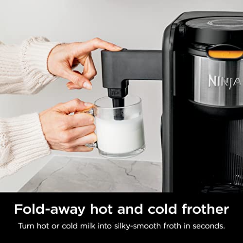 Ninja Hot and Cold Brewed System, Tea & Coffee Maker, with Auto-iQ, 6 Sizes, 5 Styles, 5 Tea Settings, 50 oz Thermal Carafe, Frother, Coffee & Tea Baskets, Dishwasher Safe Parts, Black, CP307 Ninja
