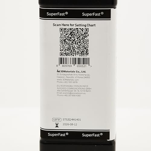 SuperFast 8K 3D Printer Resin Water Washable, 50um Print in 0.5 sec, Made in Korea by 3DMaterials (1000g, White) 3DMaterials